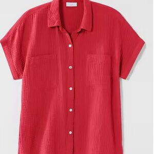 J Jill Cotton-Gauze Camp Shirt Classic Comfy Comfortable Casual Size 3X  NWT